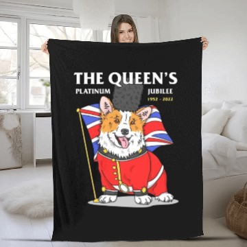 Discover The Queen Platinum Jubilee 2022 Corgi Fleece Blankets