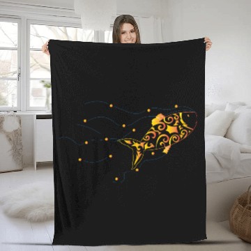 Discover Artsy gold fish waves Fleece Blankets