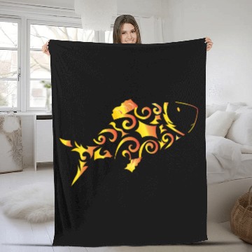 Discover Artsy gold fish Fleece Blankets