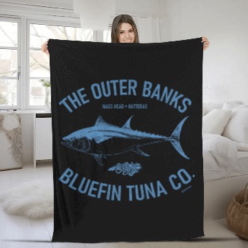 Discover OBX Bluefin Tuna Co. OBX Vintage Lt Blue Fleece Blankets