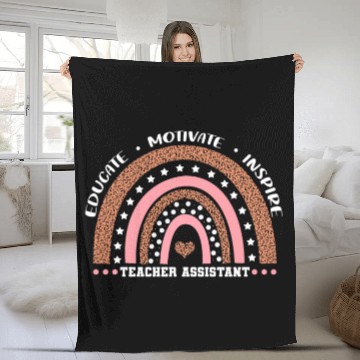 Discover Educate Motivate Inspire Teacher Assistant Fleece Blankets