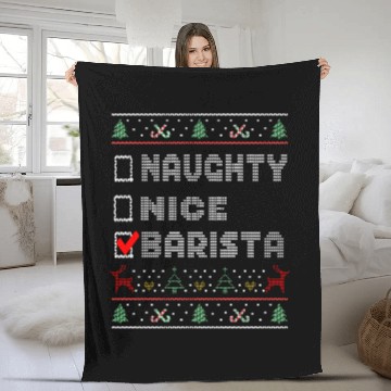 Discover Naughty Nice Barista, Matching Christmas Group Fleece Blankets