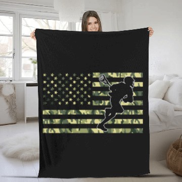 Discover American Camo Flag Lacrosse American Flag Camo Fleece Blankets
