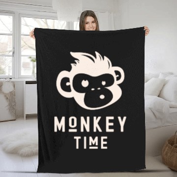 Discover It's Monkey Time Cute Funny Monkey Face Fleece Blankets