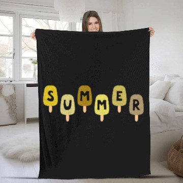 Discover Yellow ICE CREAM STICKS with SUMMER Word Fleece Blankets