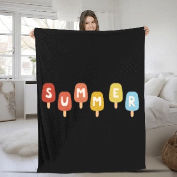 Discover Colorful ICE CREAM STICKS with SUMMER Word Fleece Blankets