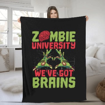 Discover Zombie University We've Got Brains Trick Or Treat Fleece Blankets