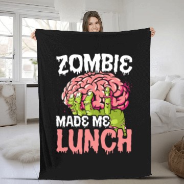 Discover Zombie Made Me Lunch Halloween Trick Or Treat Fleece Blankets