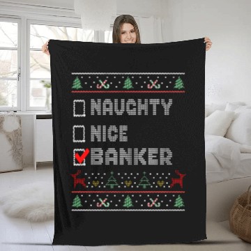 Discover Naughty Nice Banker, Matching Christmas Group Fleece Blankets