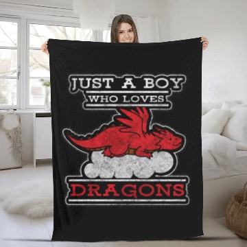 Discover Fantasy Asia Black Chinese Dragon Fleece Blankets