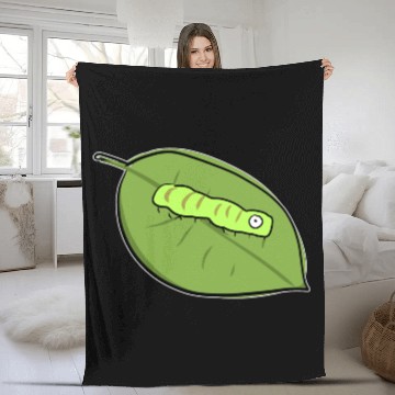 Discover caterpillar leaf biology symbol nature Fleece Blankets