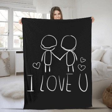Discover valentines day i love you gay couple Fleece Blankets