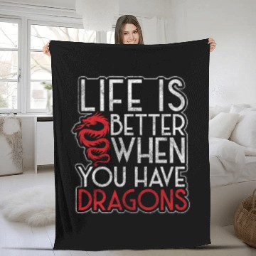 Discover Fantasy Dragon Scales Monster Chinese Dragon Fleece Blankets