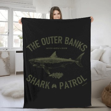 Discover OBX Shark Patrol OBX Vintage Army Green Fleece Blankets