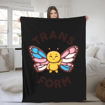Discover Transgender Monarch Butterfly Trans Form Kawaii Fleece Blankets