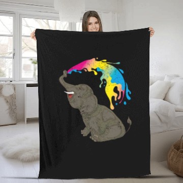 Discover Pan flag elephant LGBT queer gift pansexual Fleece Blankets