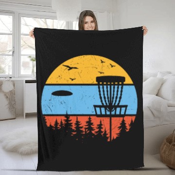 Discover Retro Disc Golf Frolf Frisbee 70s 80s Fleece Blankets