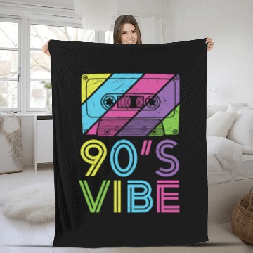 Discover 90's Vibe Retro Cassette Tape Music Fleece Blankets