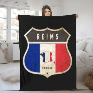 Discover Reims France coat of arms flags design Fleece Blankets