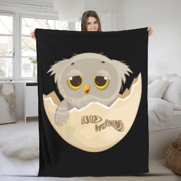 Discover Good morning .. cute baby lazy owl hatching Fleece Blankets