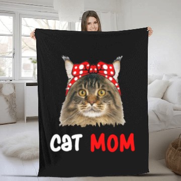 Discover Cat Mom Fleece Blankets