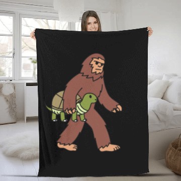 Discover Bigfoot Sasquatch Walking Tortoise Fleece Blankets