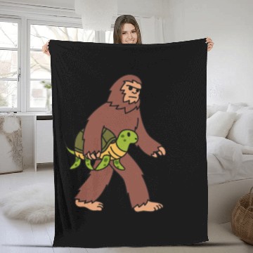 Discover Bigfoot Sasquatch Walking Turtle Fleece Blankets