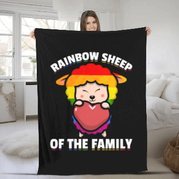 Discover Rainbow Sheep Family Lesbian Gay Pride Fleece Blankets