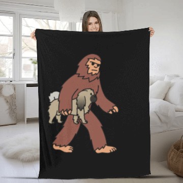 Discover Bigfoot Sasquatch Walking Pekingese Fleece Blankets