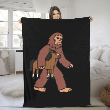 Discover Bigfoot Sasquatch Walking Horse Fleece Blankets