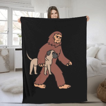 Discover Bigfoot Sasquatch Walking English Mastiff Fleece Blankets