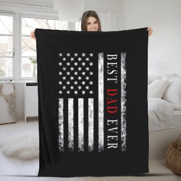 Discover Father's day Best dad ever with US american flag 2 Fleece Blankets
