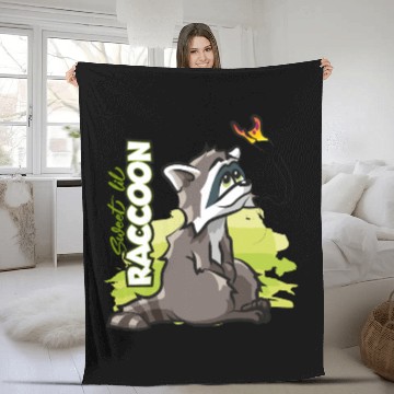 Discover Sweet Little Raccoon with Butterfly Fleece Blankets