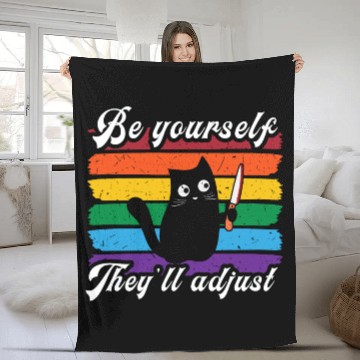 Discover Be Yourself They ll Adjust LGBTQ Rainbow Flag Gay Fleece Blankets