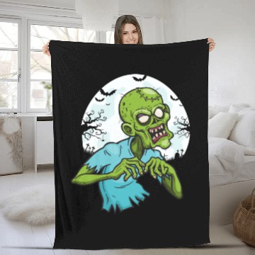 Discover Creepy Scary Zombie Cute Adorable Halloween Zombie Fleece Blankets