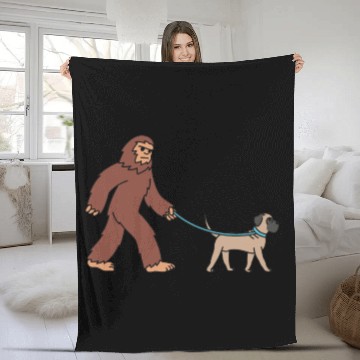 Discover Bigfoot Sasquatch Walking English Mastiff Fleece Blankets