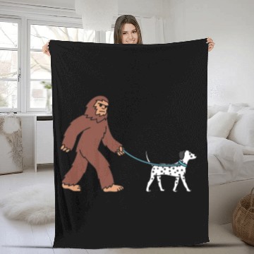 Discover Bigfoot Sasquatch Walking Dalmatian Fleece Blankets