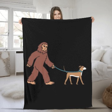 Discover Bigfoot Sasquatch Walking Greyhound Fleece Blankets