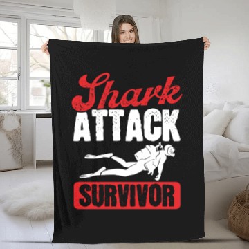Discover Scuba Diving Shark Attack Survivor Scuba Diver Fleece Blankets