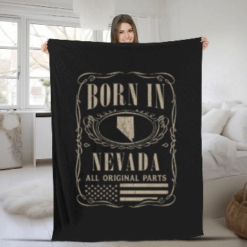 Discover Vintage America US States Born Nevada Fleece Blankets