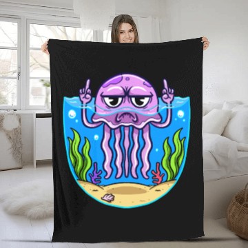 Discover Jelly Fish Middle Finger Jellyfish Fleece Blankets