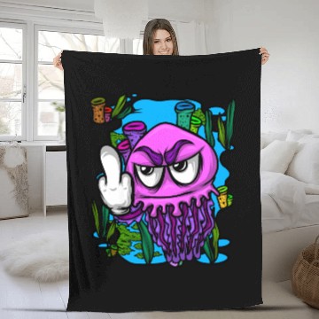 Discover Jelly Fish Middle Finger Jellyfish Fleece Blankets