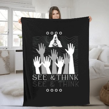 Discover Gray White Simple Spooky Typography Fleece Blankets