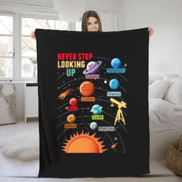 Discover Telescope Solar System Planets Astronomy Lover Fleece Blankets