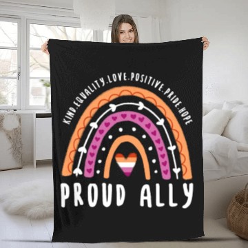 Discover Proud Ally Lesbian Pride Rainbow Fleece Blankets