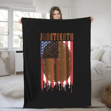 Discover Juneteenth US Flag African American Graphic Fleece Blankets