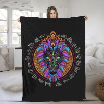 Discover Lion Head Colorful Fleece Blankets