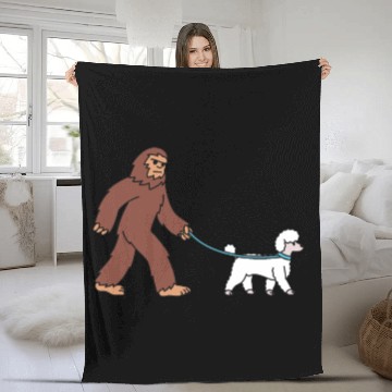 Discover Bigfoot Sasquatch Walking Poodle Fleece Blankets
