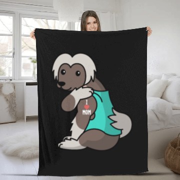 Discover I Love Mom Tattoo Chinese Crested Fleece Blankets