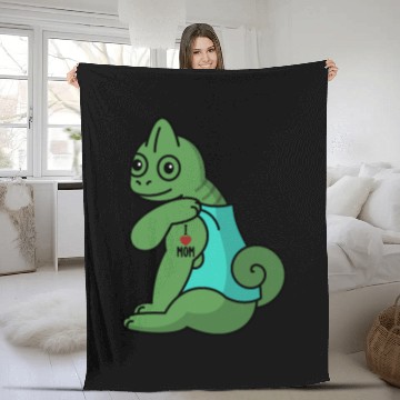 Discover I Love Mom Tattoo Chameleon Reptile Fleece Blankets